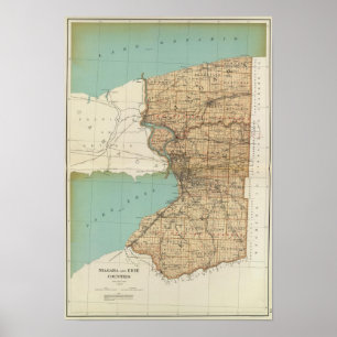 De provincies Niagara en Erie Poster