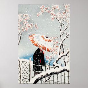 De pruimenboom in de sneeuw van Hiroaki Takahashi Poster