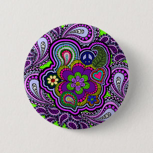 De psychedelische Paarse Button van Paisley