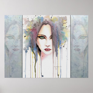 De Psychische Fantasie Vrouw Portret Waterverf Kun Poster