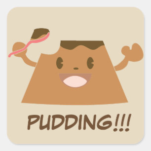 De PUDDING van de chocolade!!!! Leuke Kawaii Vierkante Sticker