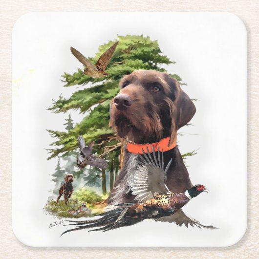 De Pudelpointer Vierkante Kartonnen Onderzetter (Voorkant)