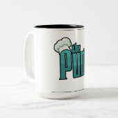 De pudjes tweekleurige koffiemok (Voorkant links)