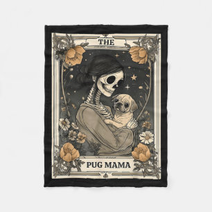 De Pug Mama Skelet Tarotkaart Vintage Puppy Hond Fleece Deken