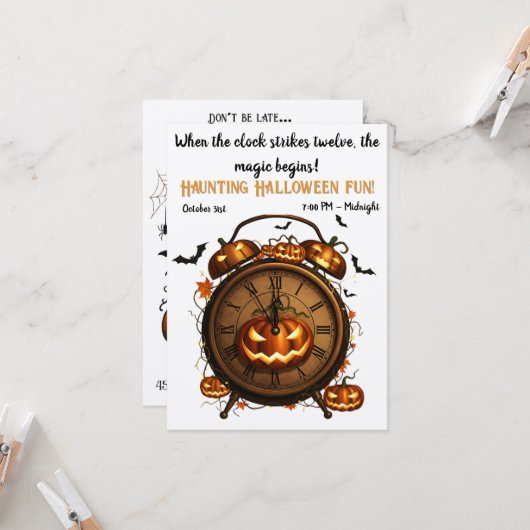 De Pumpkin Hour Halloween Party Uitnodiging (Voorkant / Achterkant in situ)