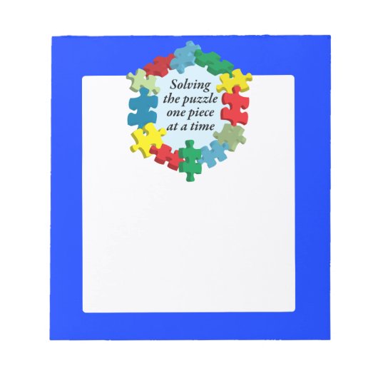 De puzzel oplossen... Blauw Notitieblok (Voorkant)