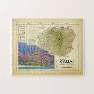 De puzzelkaart van het eiland Kauai ( geïnspireer Legpuzzel