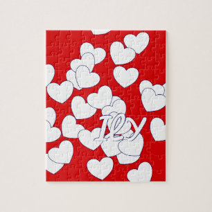 De Puzzle, de Red and White Hearts van 'ik hou van Legpuzzel