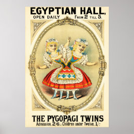 De Pygopagi Twins EGYPTIAN HALL Freak Show Circus Poster
