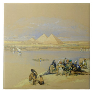 De Pyramiden bij Giza, nabij Caïro (w/c) Tegeltje