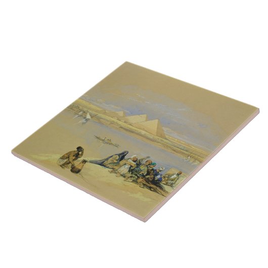 De Pyramiden bij Giza, nabij Caïro (w/c) Tegeltje (Zijkant)