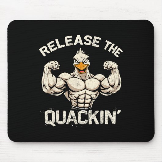 De Quackin' Muckle Duck Bodybuilder Joke Muismat (Voorkant)