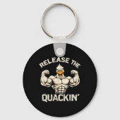 De Quackin' Muckle Duck Bodybuilder Joke Sleutelhanger (Voorkant)