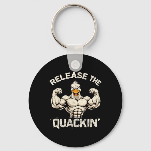 De Quackin' Muckle Duck Bodybuilder Joke Sleutelhanger (Voorkant)