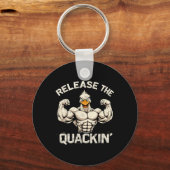 De Quackin' Muckle Duck Bodybuilder Joke Sleutelhanger (Voorkant)