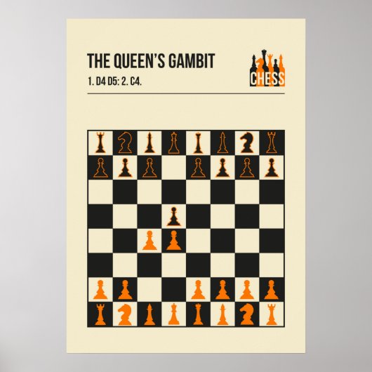De Queens Gambit  Chess Illustratie Poster (Voorkant)