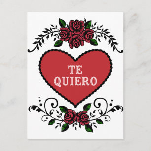 De Quiero Antiek Heart en Rozen Briefkaart