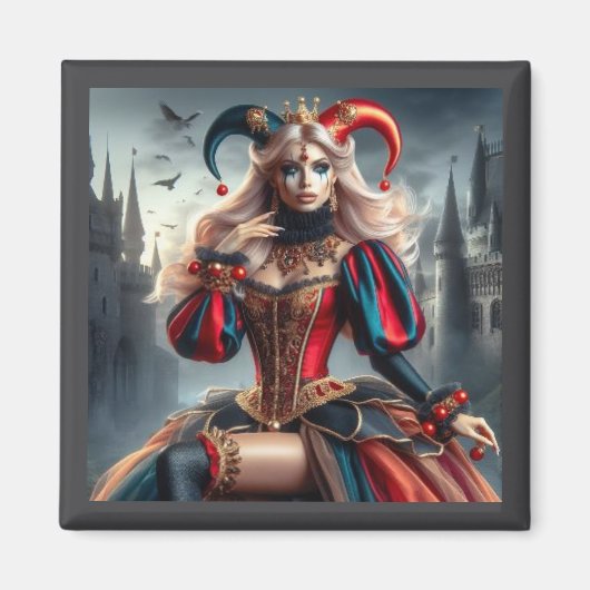 De raadselachtige Jester Queen - Magnet Art Magneet (Voorkant)