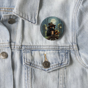 De raaf aangedreven door koffie ronde button 5,7 cm