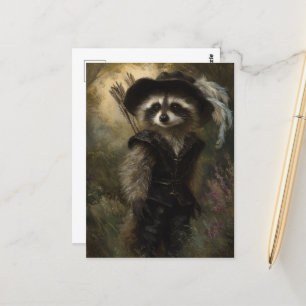 De Raccoon boogschietspecialist gekleed in het zwa Briefkaart
