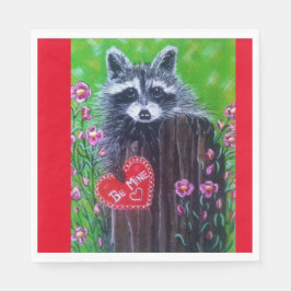 De Raccoon Papier Valentijn Napkin. Servetten