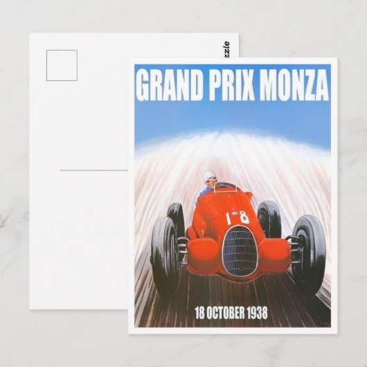 De  race van de Grote Prijs van Monza 1938 Briefkaart (Voorkant / Achterkant)