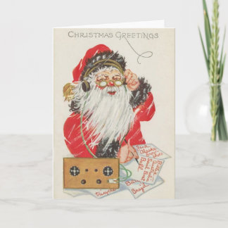 De radio Kerstkaart van de Kerstman Feestdagen Kaart