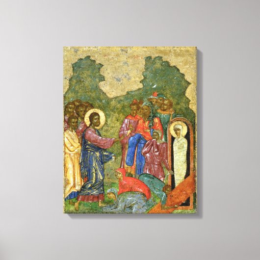 De Raising van Lazarus, Russisch icoon Canvas Afdruk (Voorkant)