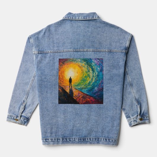 De rand van de dimensie denim jacket (Achterkant)