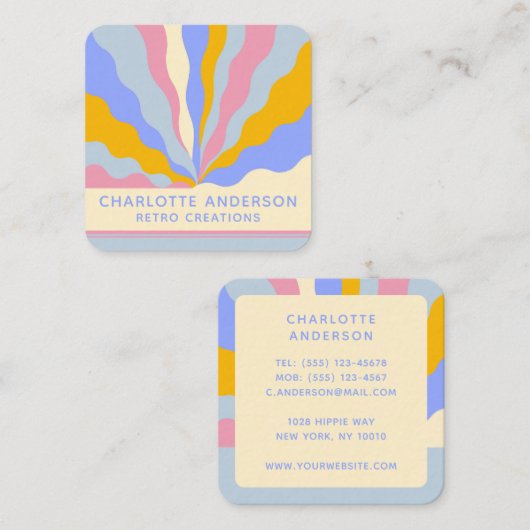 De  Rays Abstracte Trendy naam van Retro Vierkante Visitekaartje (Voorkant / Achterkant)