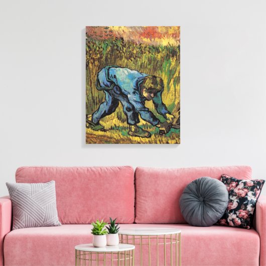 De Reaper met Sickle van Vincent van Gogh Canvas Afdruk (Insitu (Woonkamer))