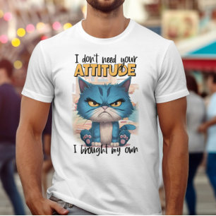 De rebelse katachtige: blauwe kat met gele ogen t-shirt