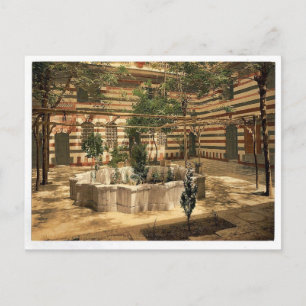 De rechtbank van een huis, Damascus, Heilige Land Briefkaart