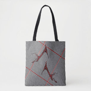 De rechterschoenen zwart en wit gecheckt tote bag