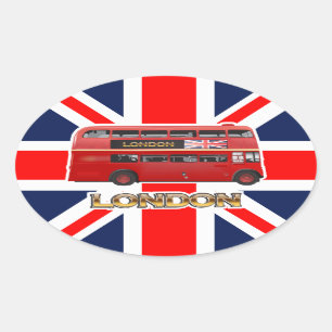 De Red London Double Decker Bus Ovale Sticker