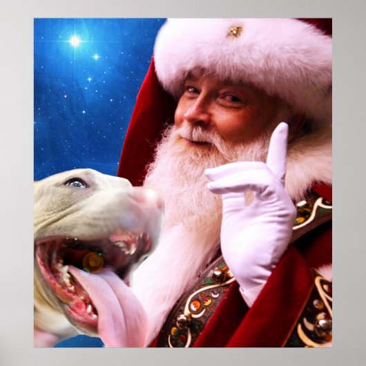 de Red Nosed Pitbull Dog & Santa Claus Poster (Voorkant)