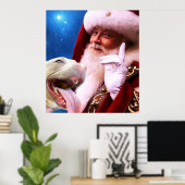 de Red Nosed Pitbull Dog & Santa Claus Poster (Thuiskantoor)