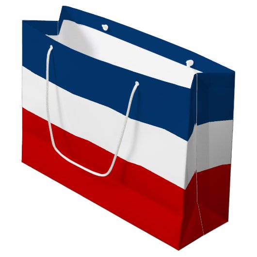 De Red White en Blue Gift Bag - Groot, glanzend Groot Cadeauzakje (Voorkant Gekanteld)