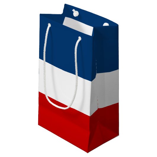 De Red White en Blue Gift Bag - Klein, glanzend Klein Cadeauzakje (Voorkant Gekanteld)