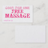 DE RÉDUCTION BON POUR UN MASSAGE GRATUIT - CARTE (Devant / Derrière)