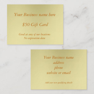 De Réduction Carte cadeau minimaliste Golden Business Cinquante