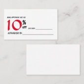 De Réduction carte d'escompte (Devant / Derrière)