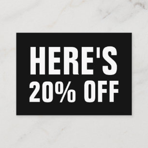 De Réduction Carte d'escompte minimaliste noire et blanche