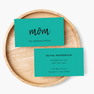 De Réduction Maman moderne Carte Turquoise Green Mommy Contac