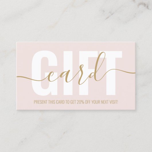 De Réduction Pink et or script fidélité carte cadeau coiffeur s (Devant)