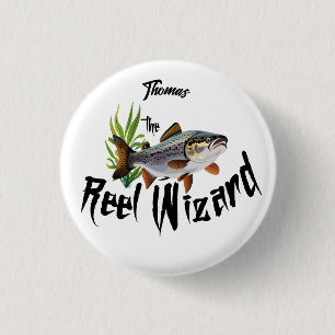 De Reel Wizard Regenboogforel Ronde Button 3,2 Cm