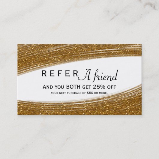 De Référencement Carte cliente Gold Sparkle Glitter & White Chic (Devant)