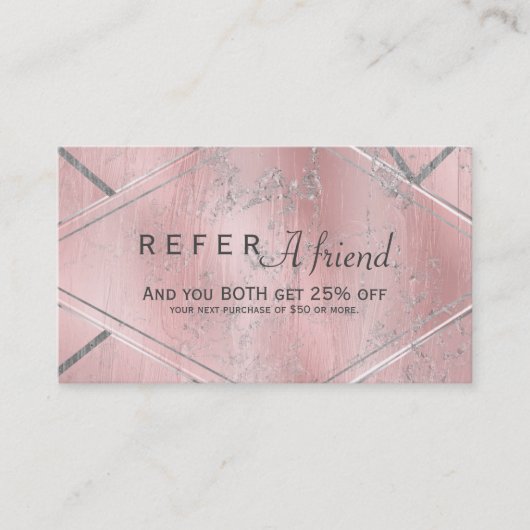 De Référencement Carte cliente Pink & Silver Satin RECOMMANDER UN A (Devant)