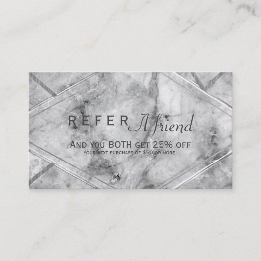 De Référencement Carte cliente REFER A FRIEND Marbre Gris & Blanc (Devant)