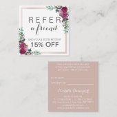 De Référencement Carte d'aiguillage élégante à carré floral aquarel (Devant / Derrière)